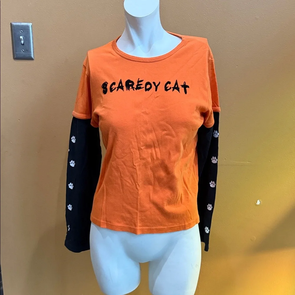 Vintage (2004) Old Navy Scaredy Cat Halloween Shirt. Girls / Child XXL